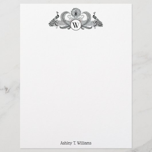 Papier Monogramme Paons Vintage (Devant)