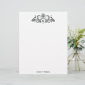 Papier Monogramme Paons Vintage (Debout devant)