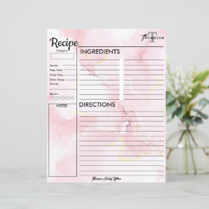Papier Monogramme personnalisé de la cuisine de.. Recette