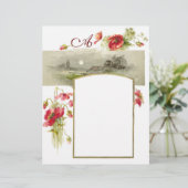 Papier MONOGRAMME ROMANTİCA / POPIES, rouge, vert, blanc (Debout devant)