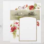 Papier MONOGRAMME ROMANTİCA / POPIES, rouge, vert, blanc (Devant / Derrière)