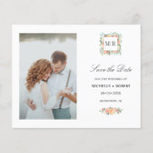 Papier Monogramme Rose Floral Photo Mariage ENREGISTRER L (Devant)