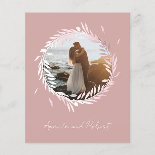 Papier Monogramme rose Invitations de mariage budgétaire (Dos)