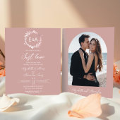 Papier Monogramme rose Invitations de mariage budgétaire