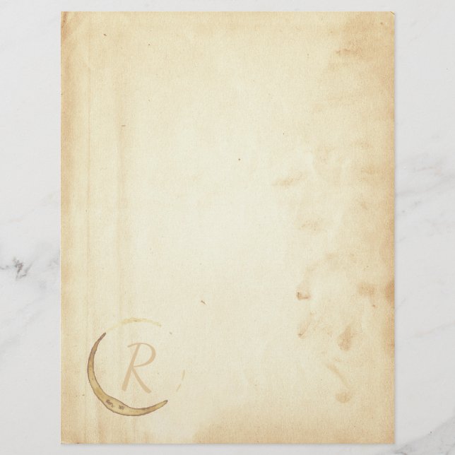 Papier Monogramme Rustique Antique & Tige De Café S01 (Devant)