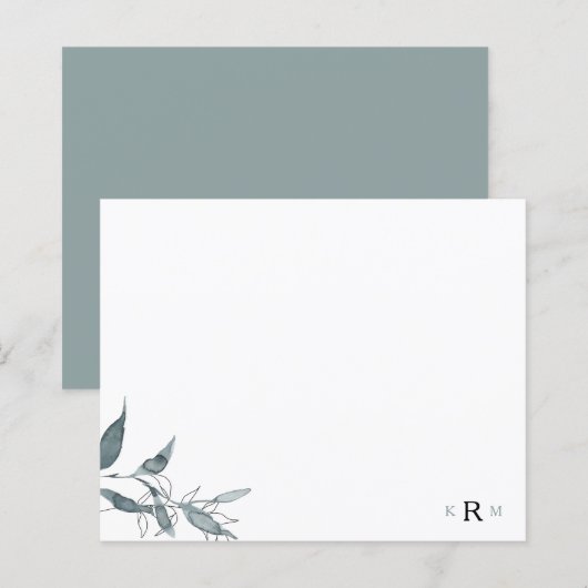 Papier Monogramme simple de feuillage à l'aquarelle (Devant / Derrière)