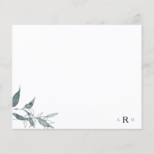 Papier Monogramme simple de feuillage à l'aquarelle  (Devant)