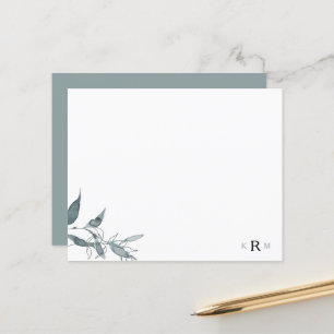 Papier Monogramme simple de feuillage à l'aquarelle