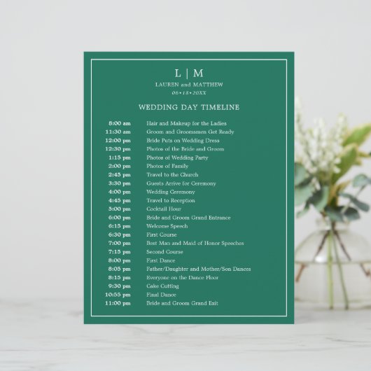 Papier Monogramme vert émeraude simple Mariage élégant (Debout devant)