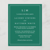 Papier Monogramme vert émeraude simple Mariage élégant (Devant)