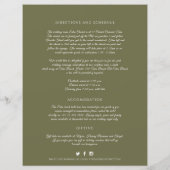 Papier monogramme vert olive informations sur les invités (Dos)