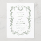 Papier Monogramme victorien budget Mariage vert français (Devant)