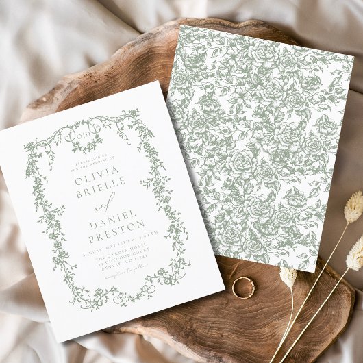 Papier Monogramme victorien budget Mariage vert français