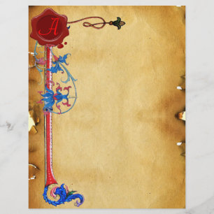 PAPIER MONOGRAPHIE DE SCEAU FLORENTINE FLORALE ROUGE ANTI