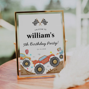 Papier Monster Truck Bash Car Race Flags Anniversaire Bie