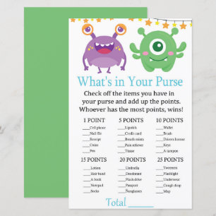 Papier Monster What's In Your Purse Jeu baby shower