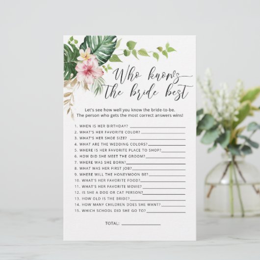 Papier Monstère tropicale Qui connaît la mariée meilleur (Debout devant)