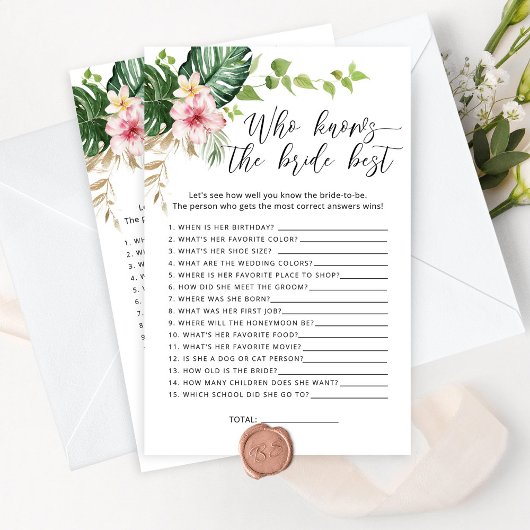 Papier Monstère tropicale Qui connaît la mariée meilleur