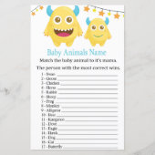 Papier Monstre Jaune Bébé Animaux Nom Jeu (Devant)