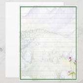 Papier Montagnes et fleurs à l'aquarelle (Devant / Derrière)