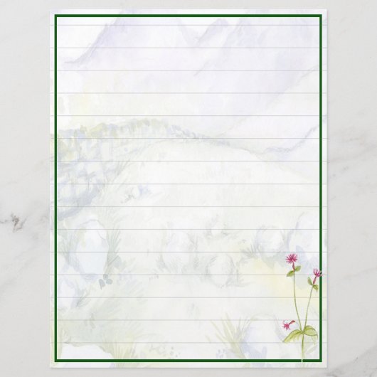 Papier Montagnes et fleurs à l'aquarelle (Devant)