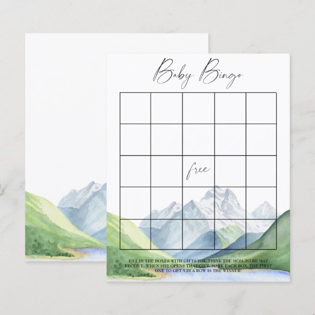 Papier Montagnes - jeu de bingo bébé (Devant / Derrière)