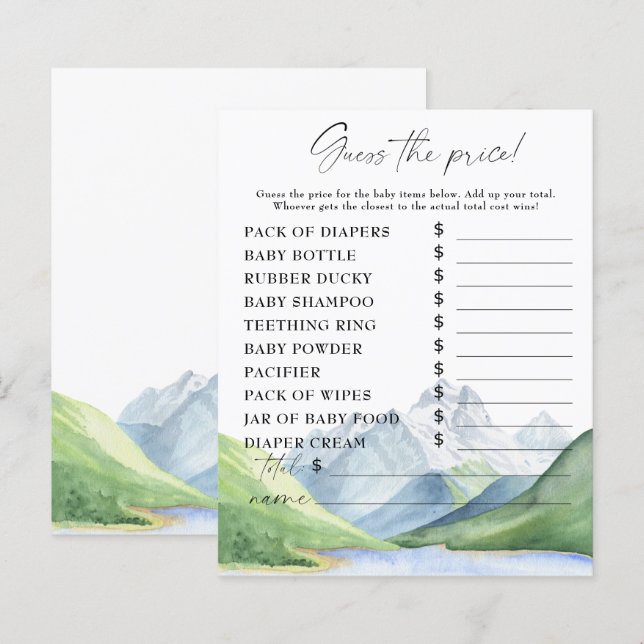 Papier Montagnes - Jeu de devinette de prix (Devant / Derrière)