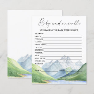Papier Montagnes - jeu de mots mêlés pour une baby shower