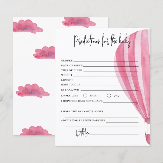 Papier Montgolfière - prédictions et conseils bébé (Devant / Derrière)