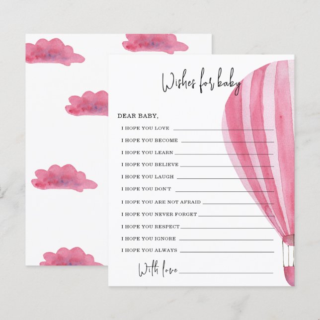 Papier Montgolfière | souhaits pour bébé (Devant / Derrière)