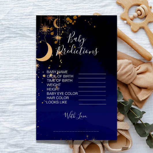 Papier Moon et star thème baby shower prédictions jeu