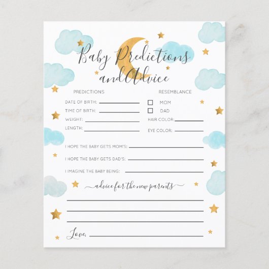 Papier Moon & Stars Blue Baby Prédictions et conseils (Devant)