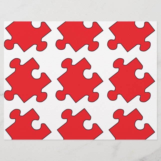 PAPIER MORCEAU DE PUZZLE ROUGE (Devant)