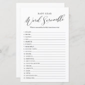 Papier Mot Baby shower de calligraphie minimaliste (Devant / Derrière)