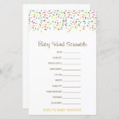 Papier Mot de bébé modifiable avec réponse (Devant / Derrière)