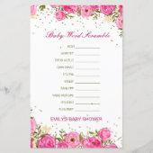 Papier Mot de bébé modifiable avec réponse (Devant)