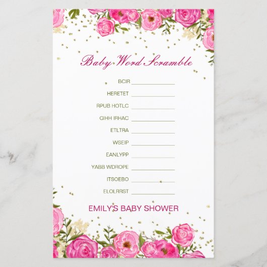 Papier Mot de bébé modifiable avec réponse (Devant)