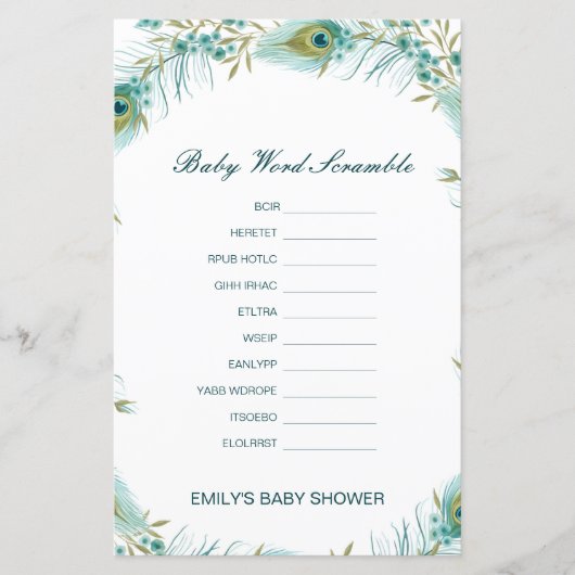 Papier Mot de bébé modifiable avec réponse (Devant)