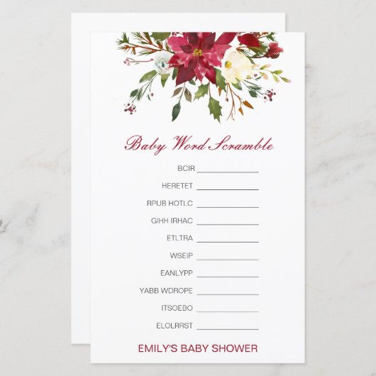 Papier Mot de bébé modifiable avec réponse (Devant / Derrière)