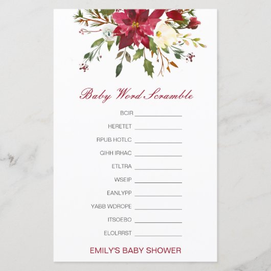 Papier Mot de bébé modifiable avec réponse (Devant)