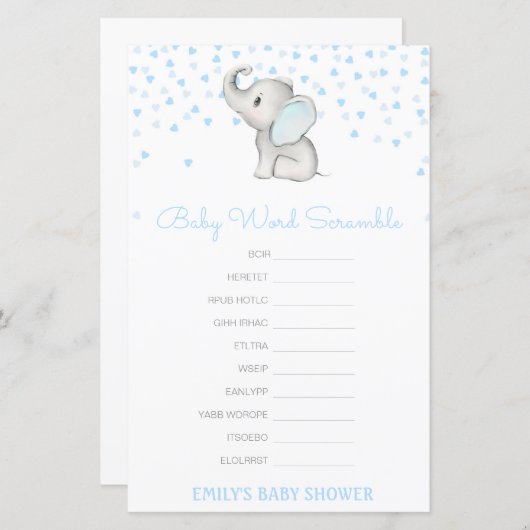 Papier Mot de bébé modifiable avec réponse (Devant / Derrière)