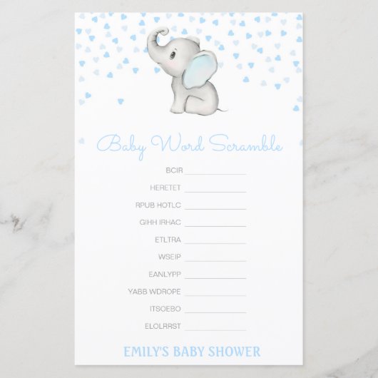 Papier Mot de bébé modifiable avec réponse (Devant)