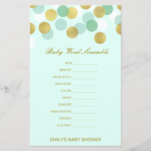 Papier Mot de bébé modifiable avec réponse (Devant)