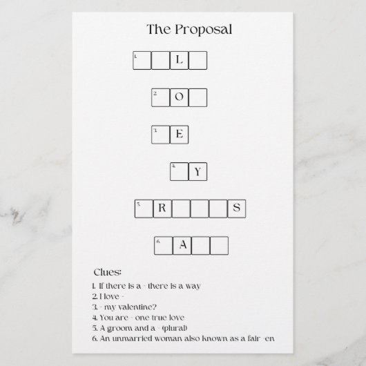 Papier Mot de passe de la proposition de Bridesmaid (Devant)