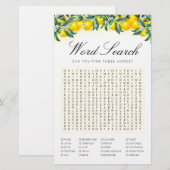 Papier Mot de recherche Lemon Game Fête des mariées Card (Devant / Derrière)