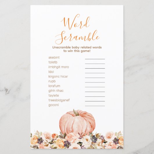 Papier Mot Floral Rustique Doux Citrouille (Devant)