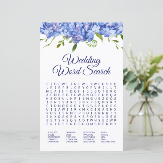 Papier Mot mariage Recherche Blue Hydrangeas (Debout devant)