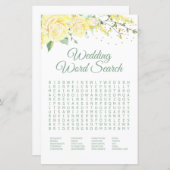 Papier Mot mariage Recherche Jaune Roses Douche Jaune Jeu (Devant / Derrière)