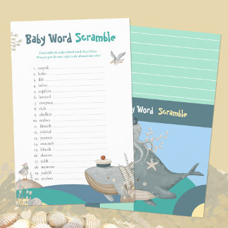 Papier Mot nautique Scramble Green Baby shower Jeu