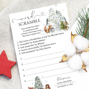 Papier Mot Scramble Winter Woodland Baby shower Jeu